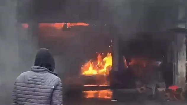 İş yerinde çıkan yangında tüp tankeri patladı