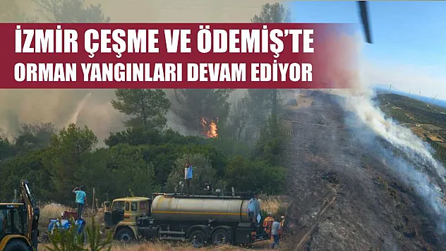 İzmir Çeşme ve Ödemiş'te orman yangınları devam ediyor