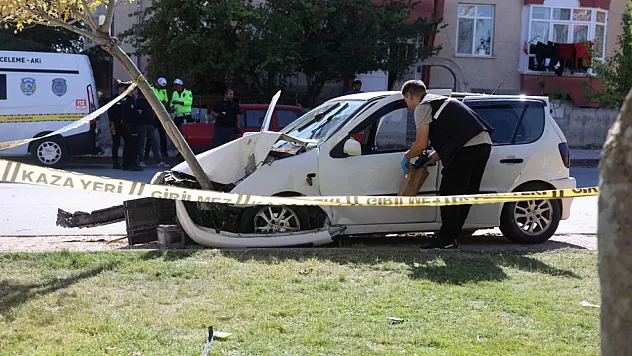 Kalp krizi geçiren sürücü ağaca çarparak durabildi