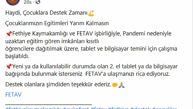 KAYMAKAMLIK VE FETAV'DAN UZAKTAN EĞİTİME DESTEK