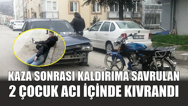 Kaza sonrası kaldırıma savrulan 2 çocuk acı içinde kıvrandı