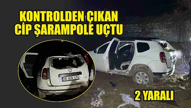 Kontrolden çıkan cip şarampole uçtu: 2 yaralı