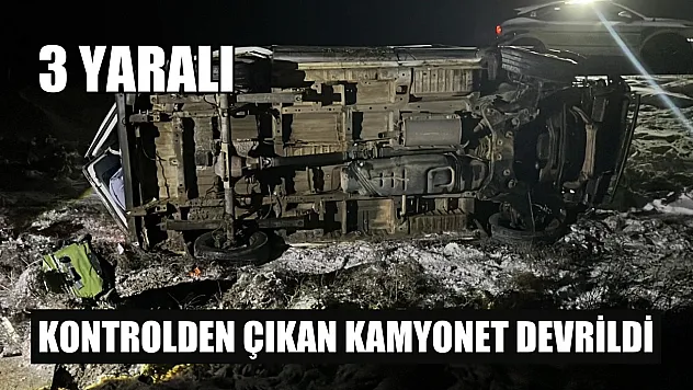 Kontrolden çıkan kamyonet devrildi: 3 yaralı
