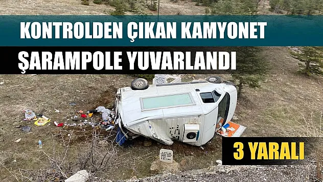 Kontrolden çıkan kamyonet şarampole yuvarlandı: 3 yaralı