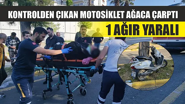 Kontrolden çıkan motosiklet ağaca çarptı: 1 ağır yaralı