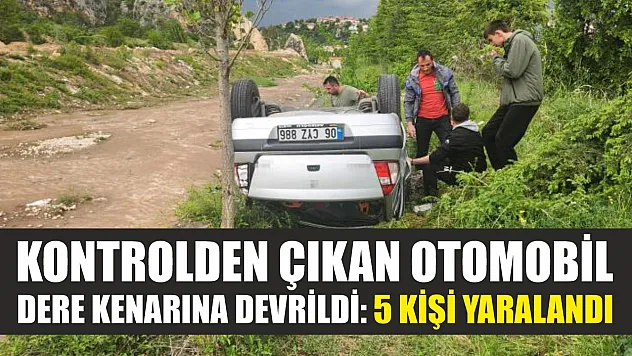 Kontrolden çıkan otomobil dere kenarına devrildi: 5 kişi yaralandı