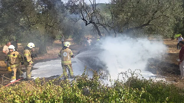 Kontrolden çıkan otomobil tarlada yandı: 1 ölü, 1'i çocuk 5 yaralı