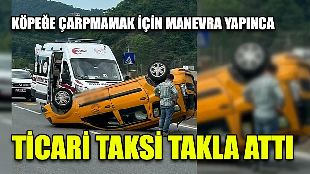 Köpeğe Çarpmamak İçin Manevra Yapınca Ticari Taksi Takla Attı