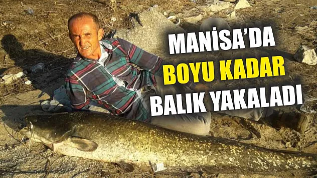 Manisa'da boyu kadar balık yakaladı