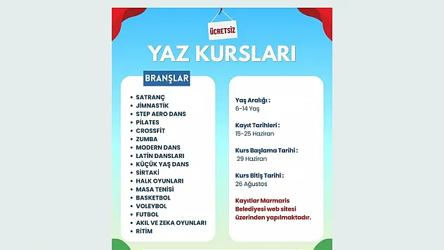 Marmaris Belediyesi'nden çocuklar için 17 branşta ücretsiz yaz kursu