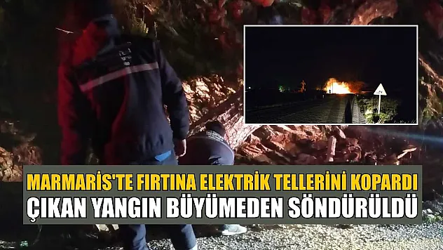 Marmaris'te fırtına elektrik tellerini kopardı, çıkan yangın büyümeden söndürüldü