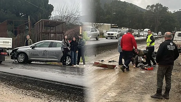Marmaris'te otomobil ile motosiklet çarpıştı: 1 yaralı