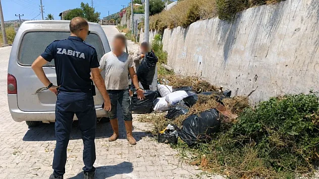 Marmaris'te yol kenarına atık bırakanlara cezai işlem uygulandı