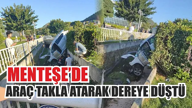 Menteşe'de Araç Takla Atarak Dereye Düştü