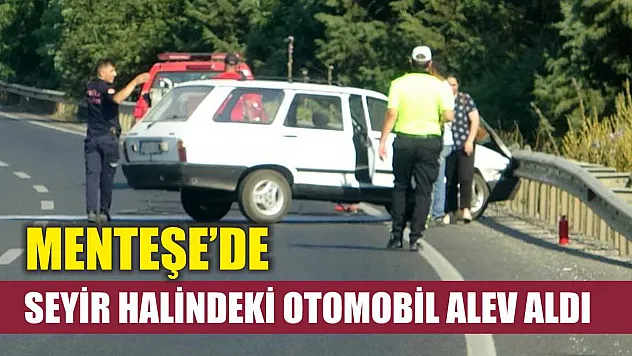 Menteşe'de seyir halindeki otomobil alev aldı