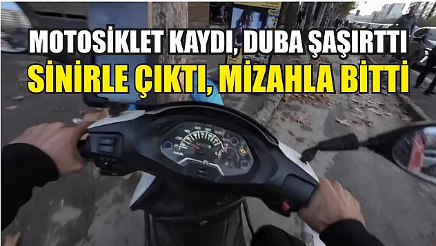 Motosiklet kaydı, duba şaşırttı: Sinirle çıktı, mizahla bitti