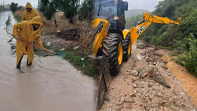 Muğla Büyükşehir Belediyesi ekipleri yağmur mesaisinde