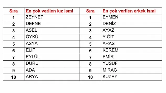 Muğla'da En Popüler Bebek İsimleri Açıklandı