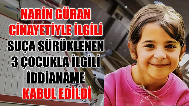 Narin Güran cinayetiyle ilgili suça sürüklenen 3 çocukla ilgili iddianame kabul edildi