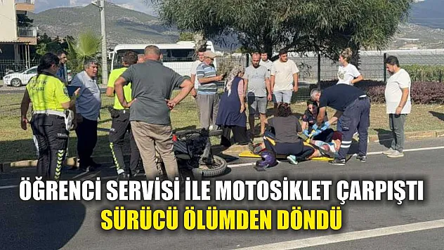 Öğrenci Servisi ile Motosiklet Çarpıştı Sürücü Ölümden Döndü