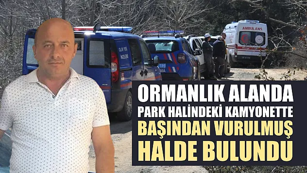 Ormanlık alanda park halindeki kamyonette başından vurulmuş halde bulundu