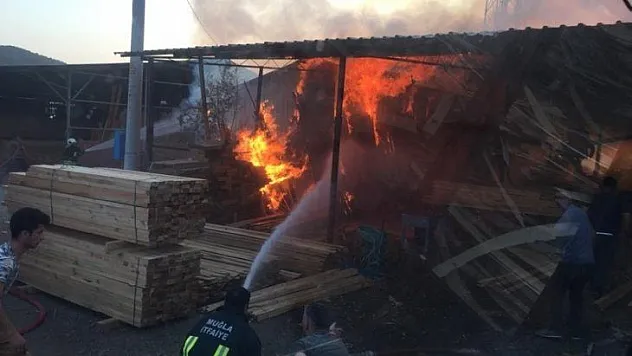Ortaca'da kereste deposunda çıkan yangın hasara neden oldu