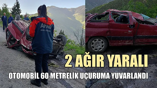 Otomobil 60 metrelik uçuruma yuvarlandı: 2 ağır yaralı