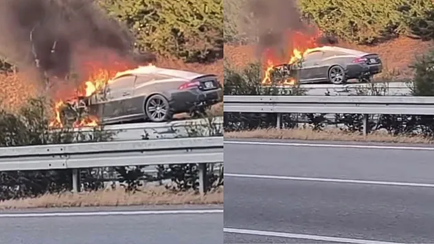 Otomobil alev alev yandı