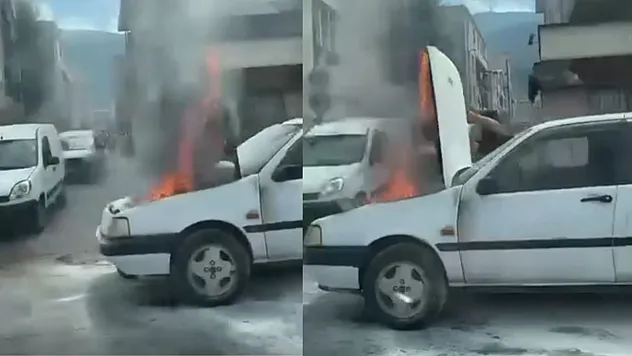 Otomobil alevlere teslim oldu
