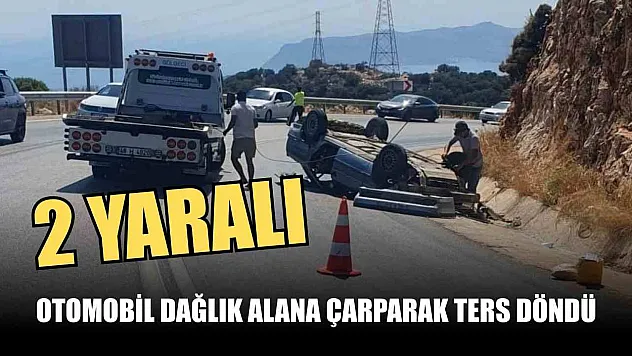 Otomobil dağlık alana çarparak ters döndü: 2 yaralı