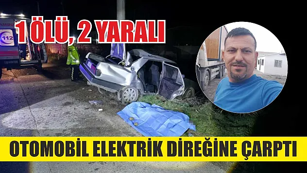 Otomobil elektrik direğine çarptı: 1 ölü, 2 yaralı