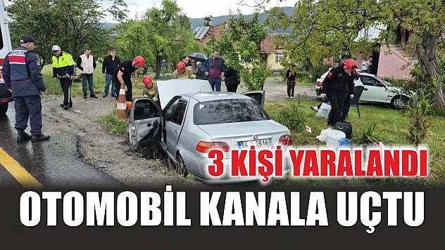 Otomobil kanala uçtu: 3 kişi yaralandı