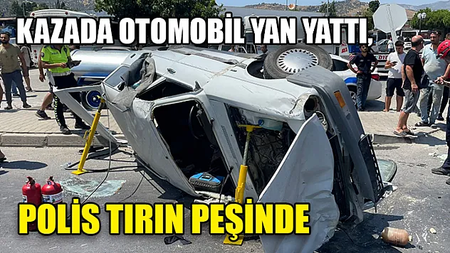 Otomobil Yan Yattı, Polis Tırın Peşinde