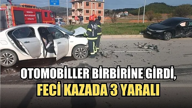 Otomobiller birbirine girdi, feci kazada 3 yaralı