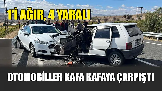 Otomobiller kafa kafaya çarpıştı: 1'i ağır, 4 yaralı