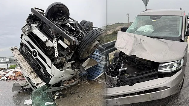 Otoyolda kazaya karışan tır ters döndü: 1 yaralı