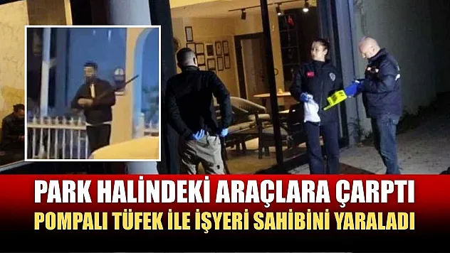 Park halindeki araçlara çarptı, pompalı tüfek ile işyeri sahibini yaraladı