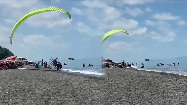 Plajda kontrolden çıkan motorlu paraşüt kalabalığa daldı: 3 yaralı