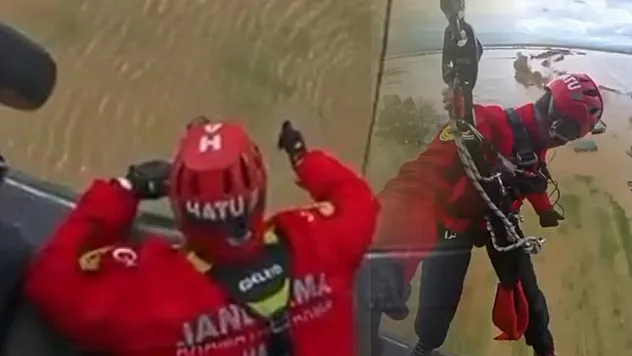 Selde Mahsur Kalan Vatandaş Helikopterle Kurtarıldı