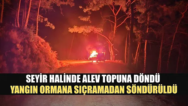 Seyir halinde alev topuna döndü, yangın ormana sıçramadan söndürüldü