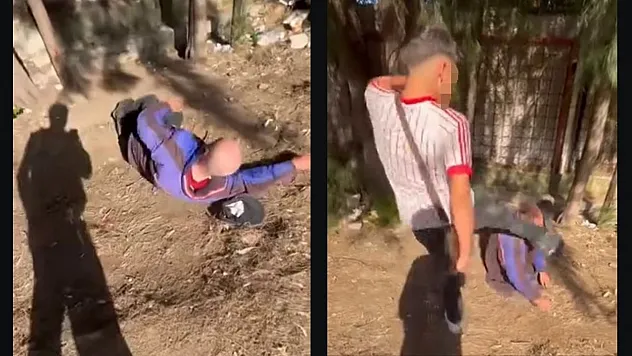 Sokakta uyuyan yaşlı adama tekme atıp paylaşan 2 şüpheli gözaltında