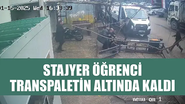Stajyer öğrenci transpaletin altında kaldı