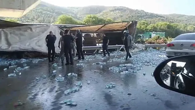 Su yüklü tır hızlı tren köprüsü ayağına çarptı: Sürücü hayatını kaybetti