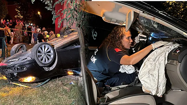 Takla atan otomobilde bir kişinin parmağı koptu, ekipler kopan parmağı bulmak için seferber oldu