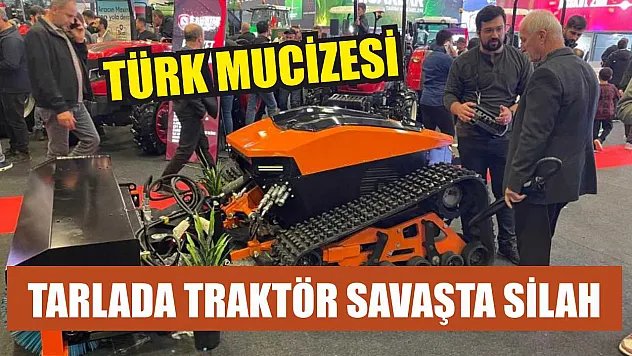 Tarlada traktör savaşta silah