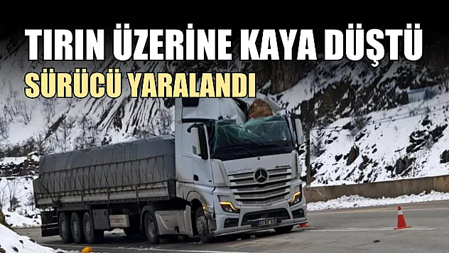 Tırın üzerine kaya düştü: Sürücü yaralandı