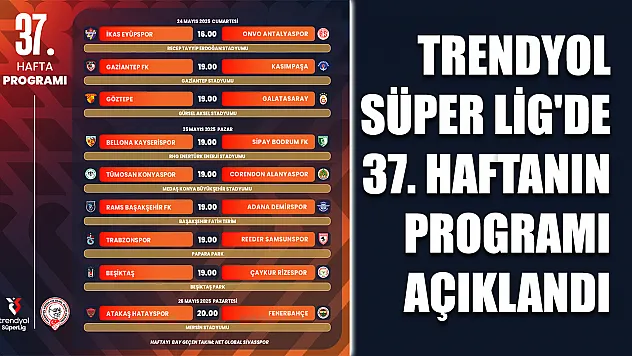 Trendyol Süper Lig'de 37. haftanın programı açıklandı