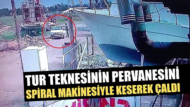 Tur teknesinin pervanesini spiral makinesiyle keserek çaldı