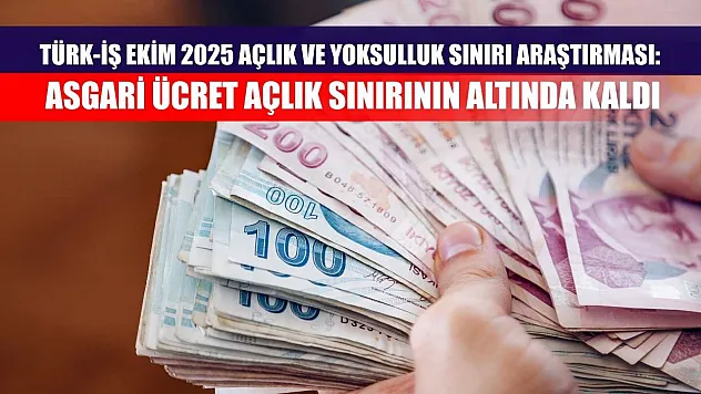Türk-İş Ekim 2025 Açlık ve Yoksulluk Sınırı Araştırması: Asgari Ücret Açlık Sınırının Altında Kaldı