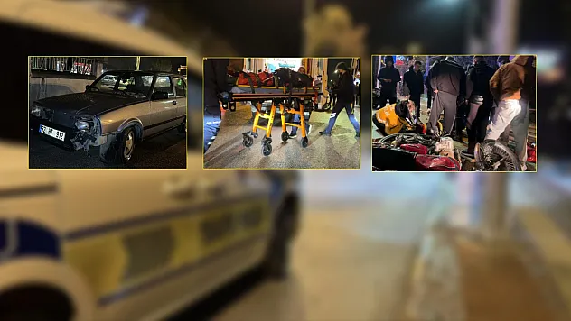 Yan Yola Dönmek İsteyen Otomobil Motosiklete Çarptı: 2 yaralı